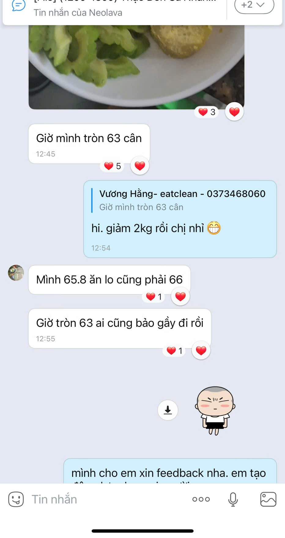 Kết quả giảm cân học viên 8