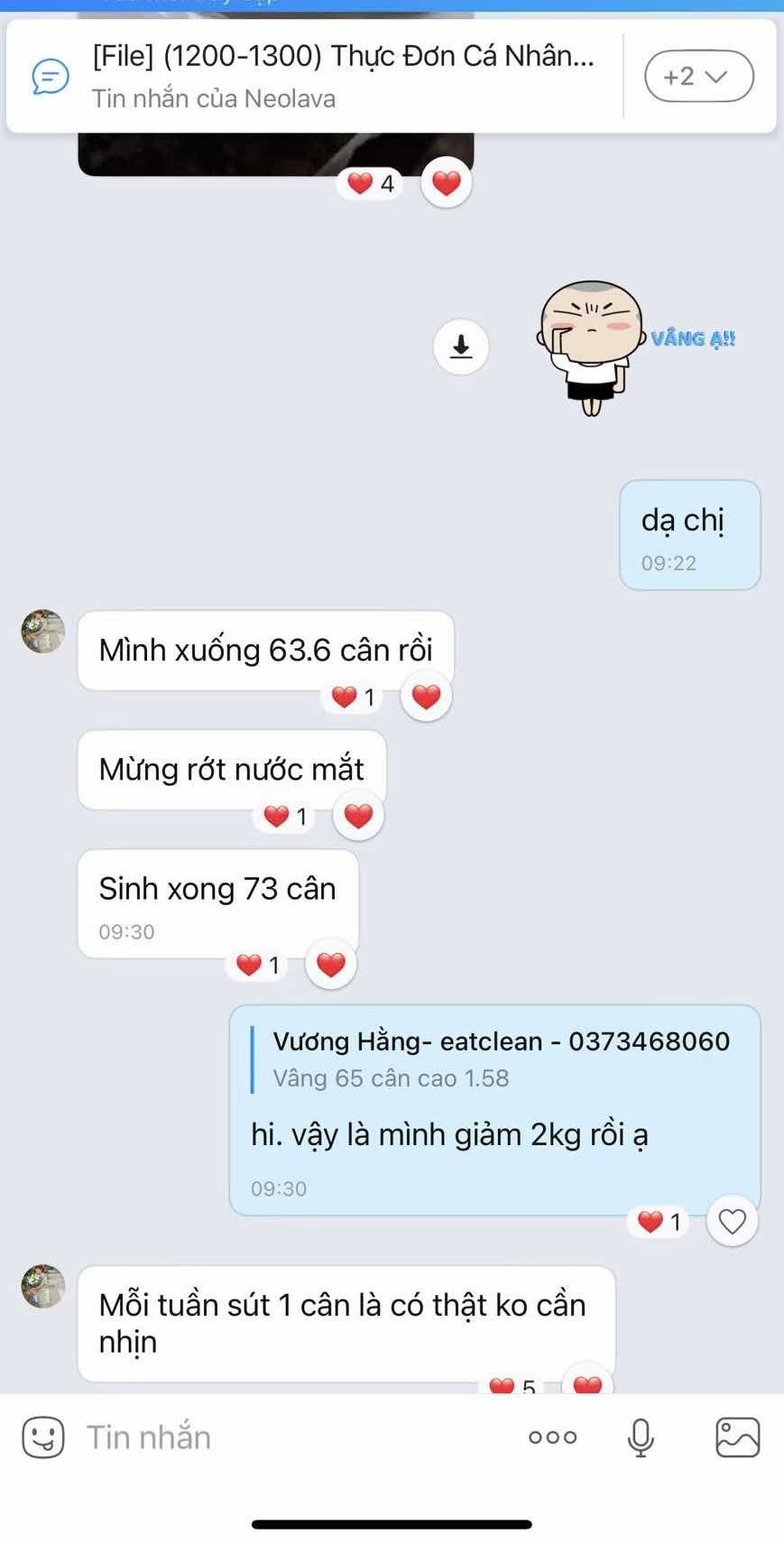 Kết quả giảm cân học viên 7
