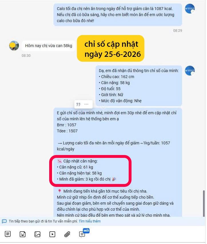 Kết quả giảm cân học viên 10